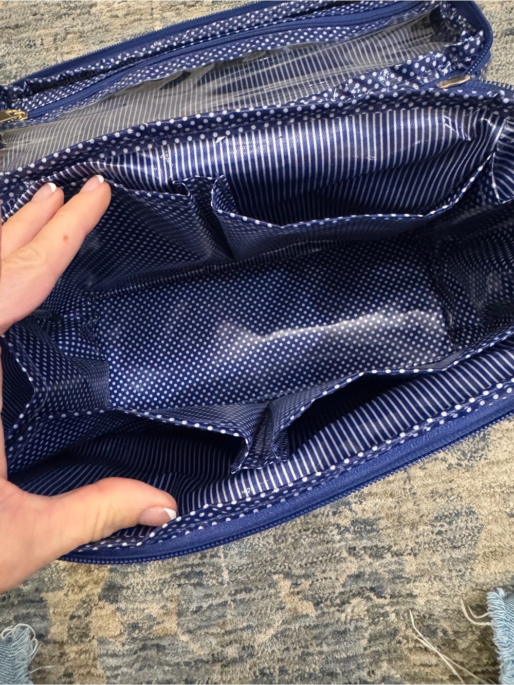 Blue Polka Dot Toiletry Train Case - PurseN - NWT Travel Makeup Organizer - Picture 5 of 13